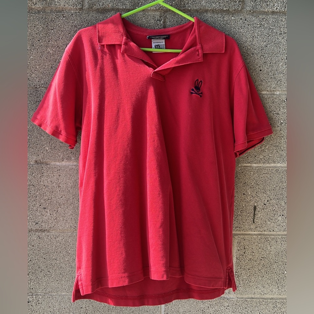 MENS LARGE PSYCHO BUNNY RED POLO